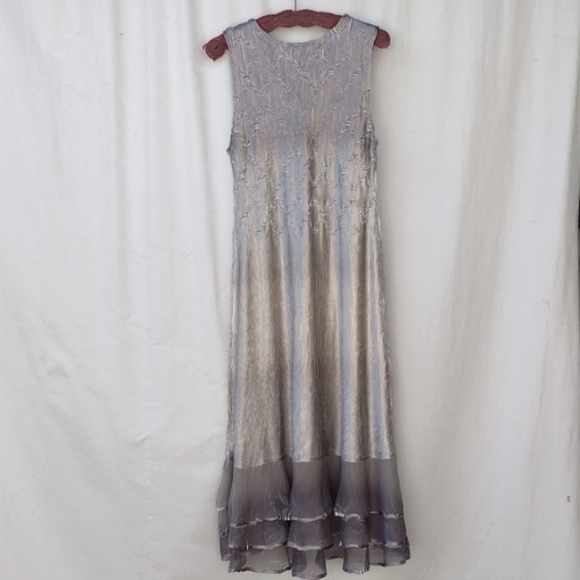 Komarov Ombre Charmeuse Dress & Chiffon Jacket Oyster Smoke PXL - Picture 4 of 16